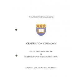University of Wollongong Graduation Booklet - Commerce, Law, Engineering and Informatics 9 May 1991