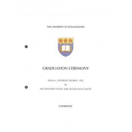 University of Wollongong Graduation Booklet - Commerce 9 May 1991