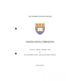 University of Wollongong Graduation Booklet - Education 10 May 1991
