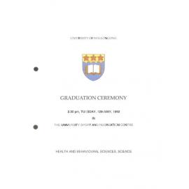 University of Wollongong Graduation Booklet - Health and Behavioural Science and Science 12 May 1992