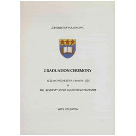 University of Wollongong Graduation Booklet - Arts and Education 13 May 1992