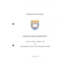 University of Wollongong Graduation Booklet - Education 15 May 1992