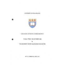 University of Wollongong Graduation Booklet - Arts, Commerce and Law 9 October 1992