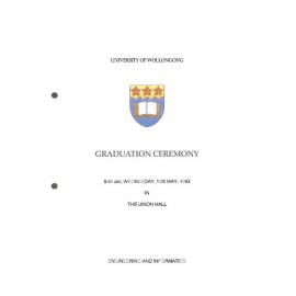 University of Wollongong Graduation Booklet - Engineering and Informatics 12 May 1993