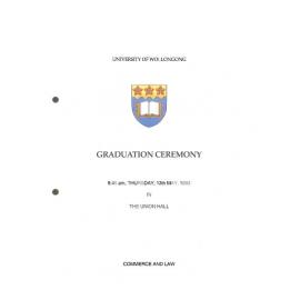 University of Wollongong Graduation Booklet - Commerce and Law 13 May 1993