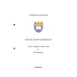 University of Wollongong Graduation Booklet - Commerce 13 May 1993