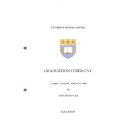 University of Wollongong Graduation Booklet - Education 10 May 1994