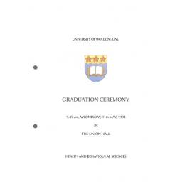 University of Wollongong Graduation Booklet - Health and Behavioural Sciences and Science 11 May 1994