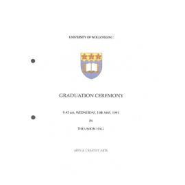 University of Wollongong Graduation Booklet - Arts and Creative Arts 10 May 1995