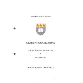 University of Wollongong Graduation Booklet - Health and Behavioural Sciences 18 May 1995