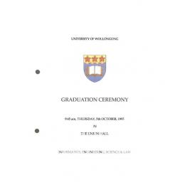  University of Wollongong Graduation Booklet - Informatics, Engineering, Science and Law 5 October 1995