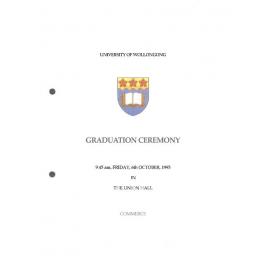 University of Wollongong Graduation Booklet - Commerce 6 October 1995