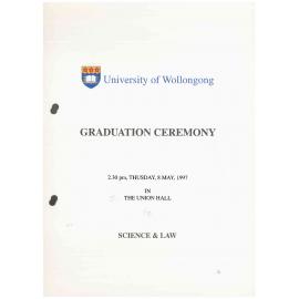 University of Wollongong Graduation Booklet - Science and Law 8 May 1997
