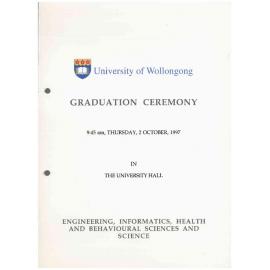 University of Wollongong Graduation Booklet - Engineering, Informatics, Health and Behavioural Sciences and Science 2 October 1997