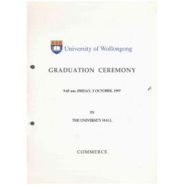 University of Wollongong Graduation Booklet - Commerce 3 October 1997