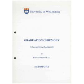 University of Wollongong Graduation Booklet - Informatics 27 April 1998