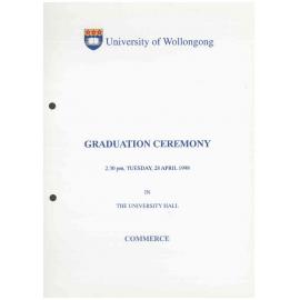 University of Wollongong Graduation Booklet - Commerce 28 April 1998