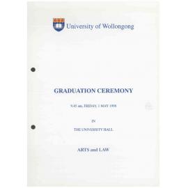 University of Wollongong Graduation Booklet - Arts and Law 1 May 1998