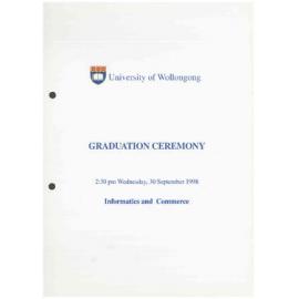 University of Wollongong Graduation Booklet - Informatics and Commerce 30 September 1998