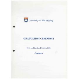 University of Wollongong Graduation Booklet - Commerce 1 October 1998