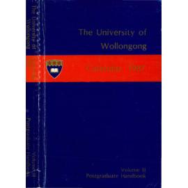 University of Wollongong Calendar 1987 Vol 3 Postgraduate Handbook