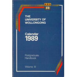University of Wollongong Calendar 1988 Vol 3 Postgraduate Handbook