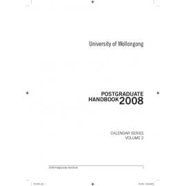 University of Wollongong Postgraduate Handbook 2008