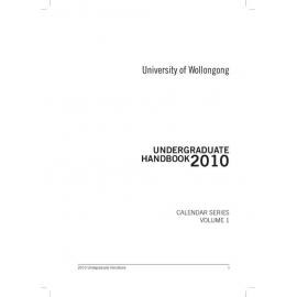 University of Wollongong Undergraduate Handbook 2010