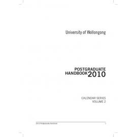 University of Wollongong Postgraduate Handbook 2010