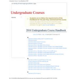 University of Wollongong Undergraduate Handbook 2016