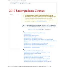 University of Wollongong Undergraduate Handbook 2017