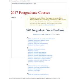 University of Wollongong Postgraduate Handbook 2017