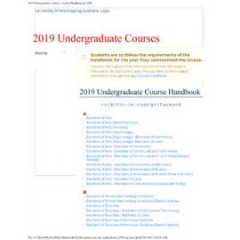 University of Wollongong Undergraduate Handbook 2019