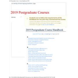 University of Wollongong Postgraduate Handbook 2019