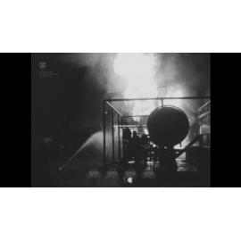 A building is destroyed by fire