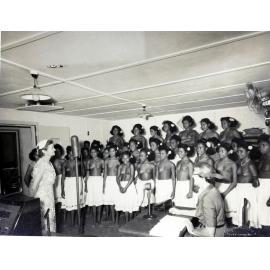 Lady Cleland with the Papuan girls choir