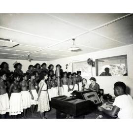 Lady Cleland with the Papuan girls choir