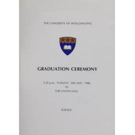 University of Wollongong Graduation Booklet - Science 10 May 1988