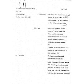 WIN News Anchor Script 19 August 1969
