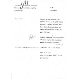 WIN News Anchor Script 27 August 1969