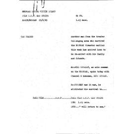 WIN News Anchor Script 29 August 1969
