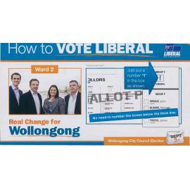 Wollongong City Council elections, Liberal how to vote leaflet, Ward 2