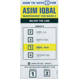 Wollongong City Council elections, Independent how to vote leaflet, Ward 2