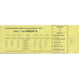 Shellharbour Council elections, Independent how to vote leaflet, Group K