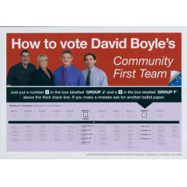 Shellharbour Council elections, Independent Community First how to vote leaflet, Group J
