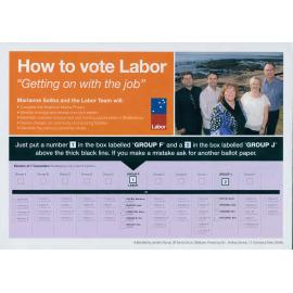 Shellharbour Council elections, Australian Labor Party how to vote leaflet, Group F