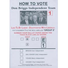 Shellharbour Council elections, Independent how to vote leaflet, Group E