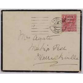 Sympathy card and envelope, from Mrs Will Young and family