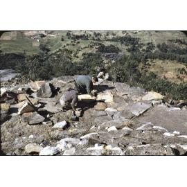 Placing flagstone in position