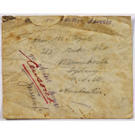 Letter on envelope to Mrs M. Agate